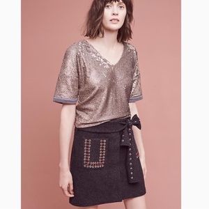NWT Anthropologie Rosie Neira Laced Eyelet Wool Skirt